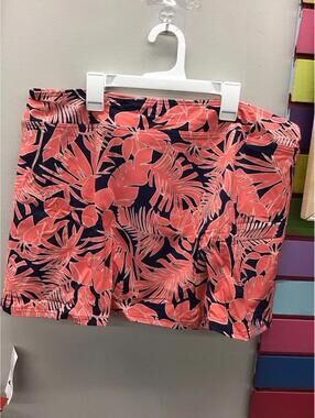 Lands end womens swim skirt size 16 coral navy with liner new qvc